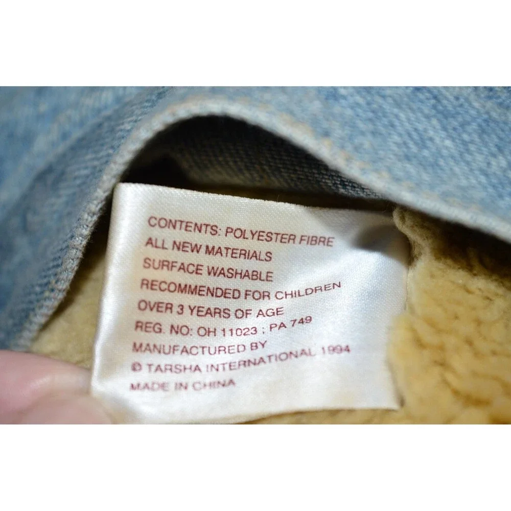 Macys Bullocks Rowland Lion Plush Hand Puppet 26”Denim Jacket Tags Vtg 1994
